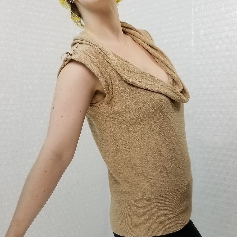 SOLD 🍒 Free People tan cowl neck top - Picture 6 of 8